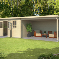 Blokhut met overkapping Aida 760x275 Onbehandeld vuren