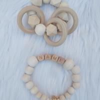 Baby-Mama geschenkset rammelaar + gepersonaliseerde sleutelh