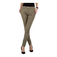 Skinny broek met gouden cactus opdruk khaki S
