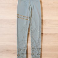 Holala stretchy legging mintgroen goud glitter S/M