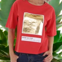 Glo-Story t-shirt Shine all day rood goud S