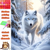 50x40cm DIamond Painting witte wolf (vierkant) nr 23