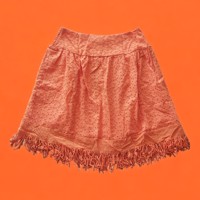 Drole de Copine rok gaatjes patroon oranje M/L 38/40