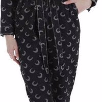 Spijker jumpsuit zwart grijs S