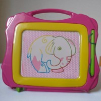 Magnetich teken bord roze geel klein formaat