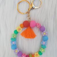 Sleutelhanger - tashanger multicolor bloemetjes