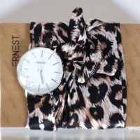 Ernest Strik Horloge – Beige panterprint