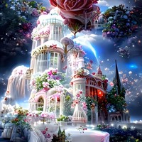 nr 52 Diamond Painting paleis rozen 50x40cm (vierkant)