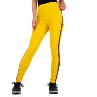 Fashion stevige legging panterprint geel S/M 36/38
