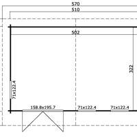 Tuinhuis-Blokhut Baruda 53: 510 x 330 cm ---44mm dik 