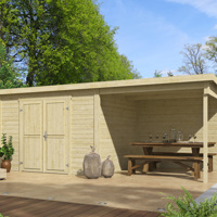 Blokhut met overkapping Kjeld 550x250 onbehandeld vuren