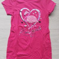 Seagull T-shirt flamingo in hart glitter pink 158/164