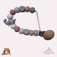 nr 19 noekies Speenkoord Dino grijs beige wit