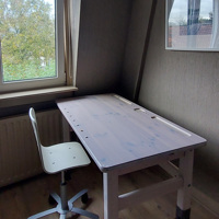 Flexa kinderbureau White wash + Ikea kinderstoel