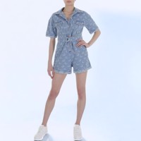 White Icy spijker playsuit maantjes blauw M/38