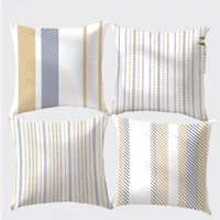 Set van 4 kussenhoezen gestreept blauw bruin 45x45cm