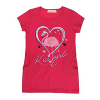 Lang shirt flamingo in hart glitter pink 158/164
