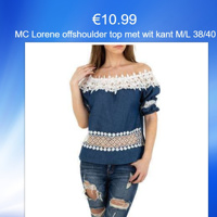 MC Lorene offshoulder top met wit kant M/L 38/40