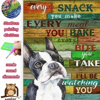50x40cm Diamond Painting boston terrier (rond) nr 2044 