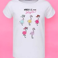 Glo-Story t-shirt flamingo's wit 98