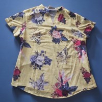 Metrofive bloemen shirt vhals geel XXL/44