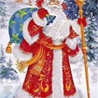 nr 76 Diamond painting kerstman met rugzak 50x40cm (rond)