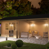 Blokhut met overkapping Maribel 680x300 onbehandeld Vuren