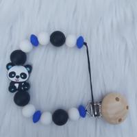 Speenkoord pandabeer zwart blauw