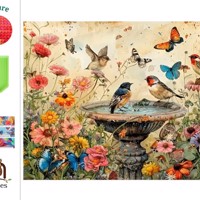 nr 44 Diamond Painting vogels vlinders 50x40cm (vierkant)