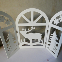 Kerst raam decoratie wit hout 45 cm hoog