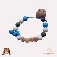 nr 2 noekies naam speenkoord dino blauw khaki wit