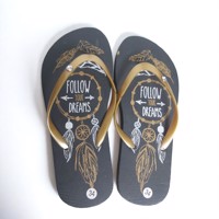 Teenslipper zwart goud met strass steentjes 34