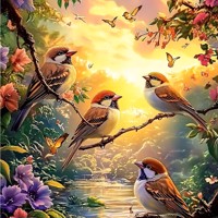 nr 24 Diamond Painting vogels 50x40cm (vierkant)