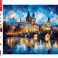 50x40cm Diamond Painting Charles brug Praag (vierkant) nr 5