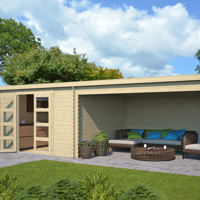 Blokhut met overkapping Olenka 710x330 Onbehandeld vuren