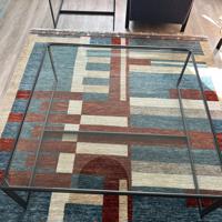Glazen salontafel - antraciet kleurig stalen frame 
