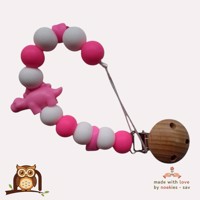 nr 24 noekies Speenkoord dino stekel roze wit