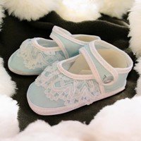 Junior Joy Babyschoenen Newborn Kant Meisjes Lichtblauw/wit