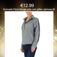 Emmash Paris blouse grijs met glitter zijstreep M