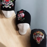 set van 3x glitter skull mutsen