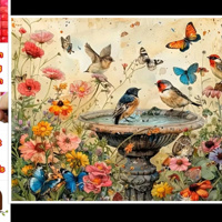 50x40cm Diamond Painting vogels vlinders (vierkant) nr 44