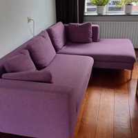 Leuke paarse bank met chaise longue, 2.54 breed