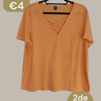 Shein oranje t-shirt kruisband XL