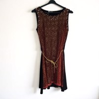 Glitter jurk rood met parels L/XL