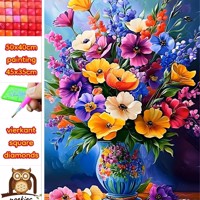 50x40cm Diamond painting bloemen (vierkant) nr 51