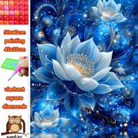50x40cm Diamond Painting bloemen blauw (vierkant) nr 26