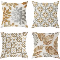 Set van 4 kussenhoezen grijs wit goud 40x40cm