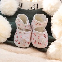 Junior Joy Babyschoenen Newborn Wit Met Rode Bloemetjes