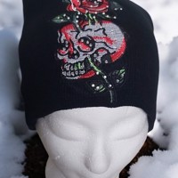 Skull muts roses glitter one size