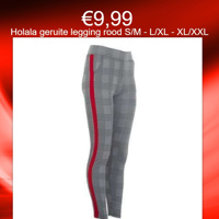 Holala geruite legging rood met zijstreep S/M - L/XL - XL/XX